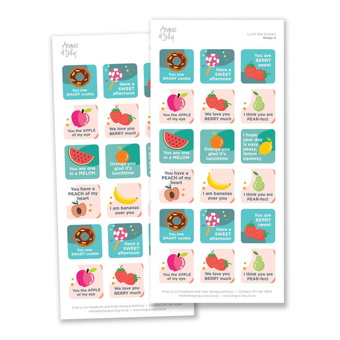 LunchBox Encouragement Stickers - Range 04 LunchBox Encouragement Stickers Angus & Izzy