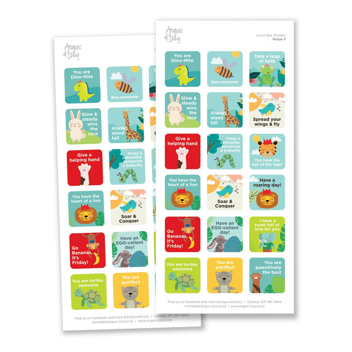 LunchBox Encouragement Stickers - Range 05 LunchBox Encouragement Stickers Angus & Izzy