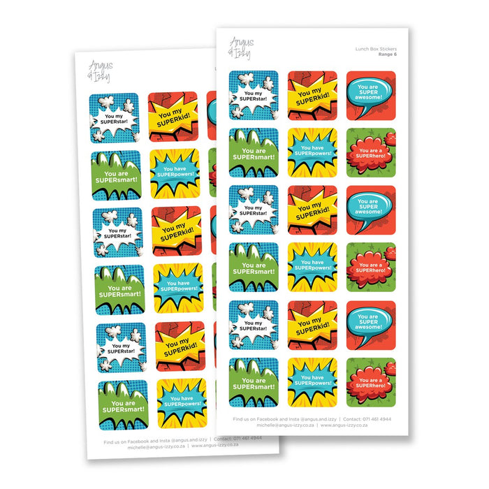 LunchBox Encouragement Stickers - Range 06 LunchBox Encouragement Stickers Angus & Izzy