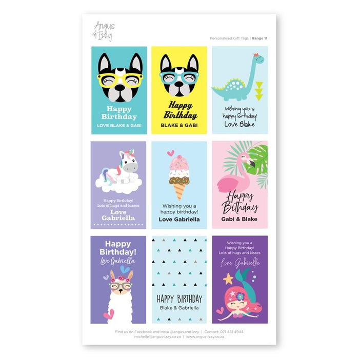 Pre-selected Gift Tag Stickers Bundle 11 Gift Tag Bundles Angus & Izzy