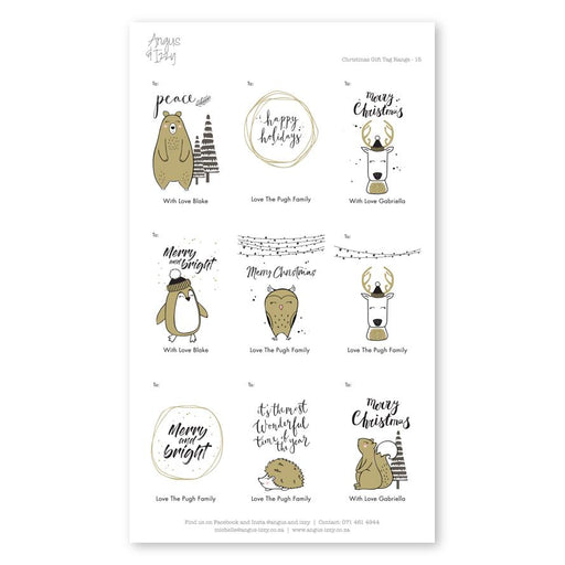 Pre-selected Gift Tag Stickers Bundle 15 Gift Tag Bundles Angus & Izzy