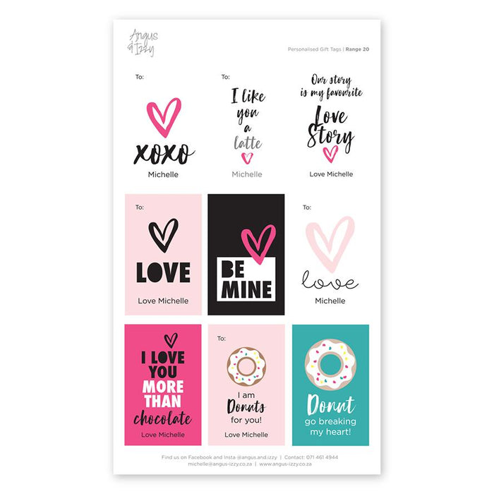 Pre-selected Gift Tag Stickers Bundle 19 Gift Tag Bundles Angus & Izzy