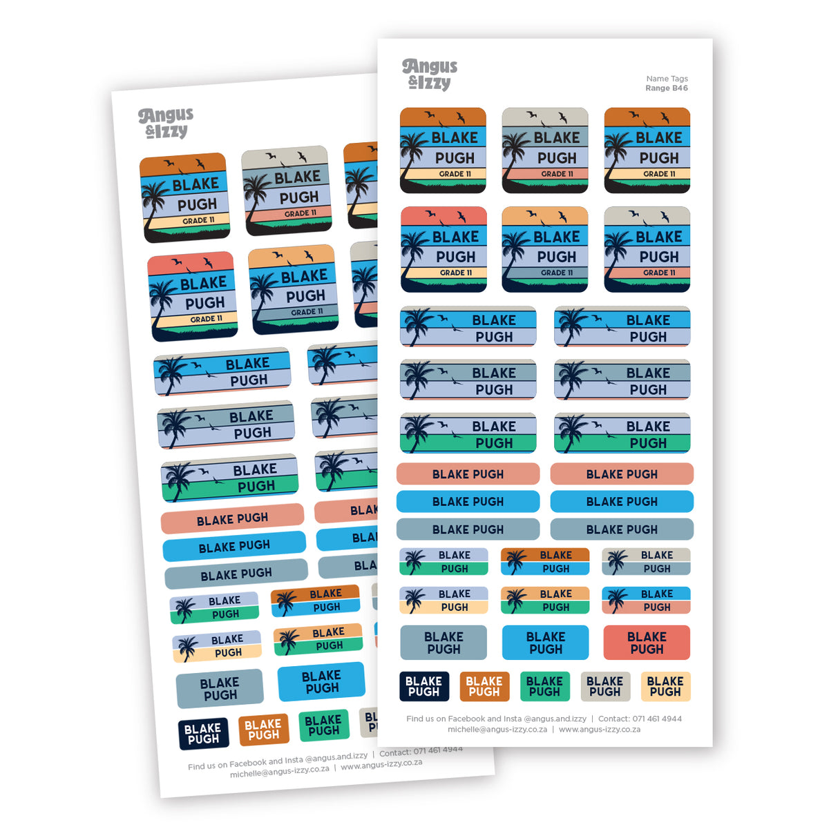 Name Tags Variety Sticker Pack B46 — Angus & Izzy