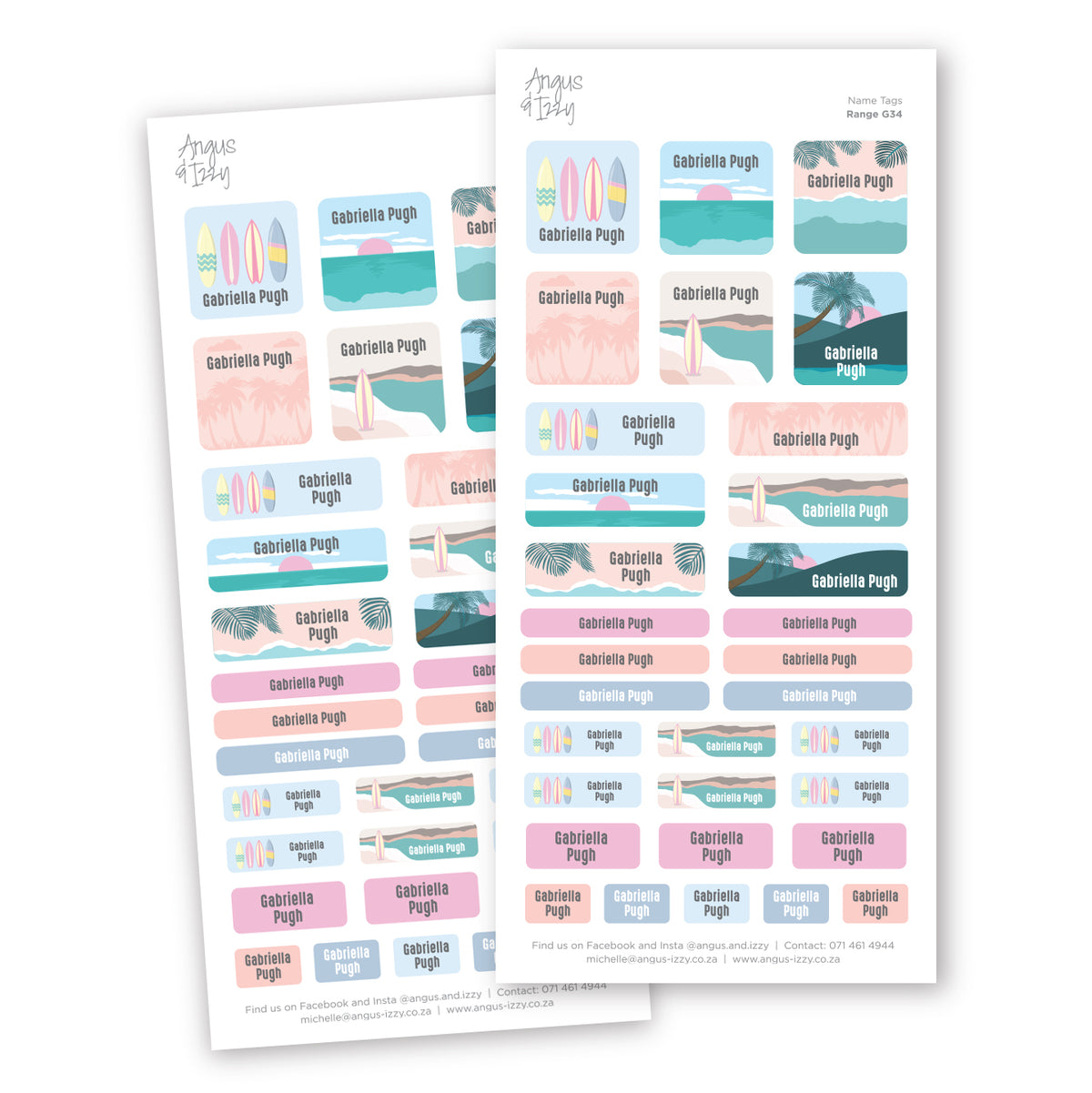 Name Tags Variety Sticker Pack G34 — Angus & Izzy
