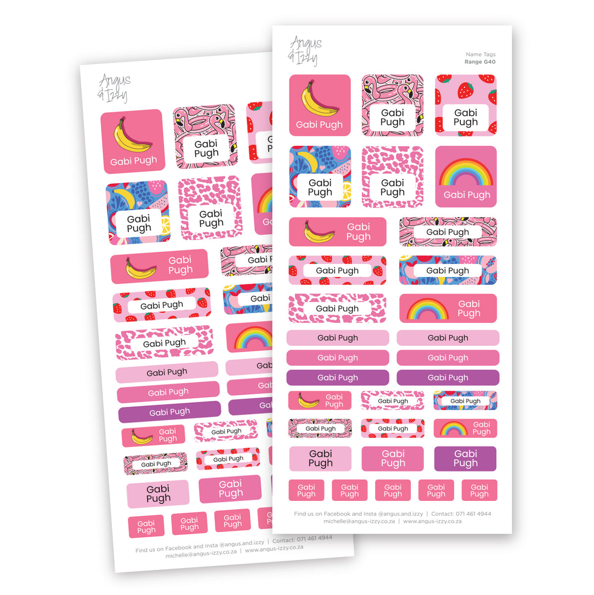 Name Tags Variety Sticker Pack G41 — Angus & Izzy