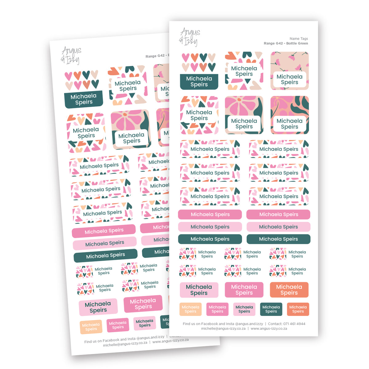 Name Tags Variety Sticker Pack G42 — Angus & Izzy