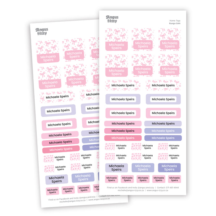 Name Tags Variety Sticker Pack G44
