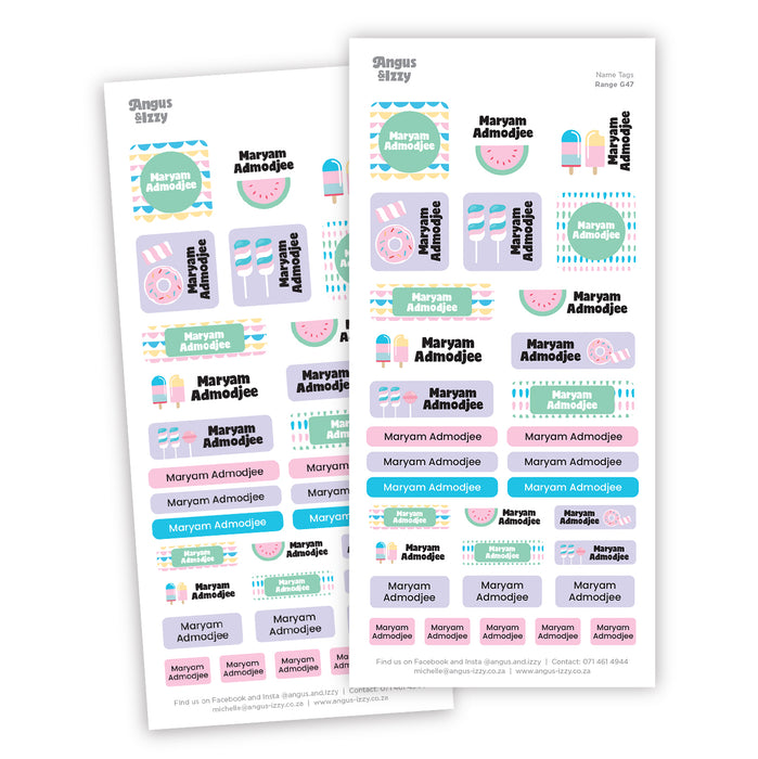 Name Tags Variety Sticker Pack G47
