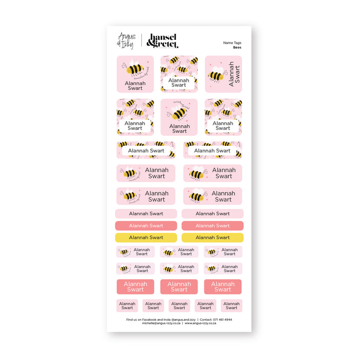 H&G Name Tags Variety Sticker Pack - Bees