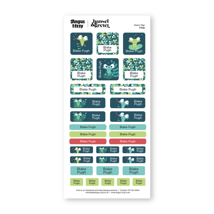H&G Name Tags Variety Sticker Pack - Frogs