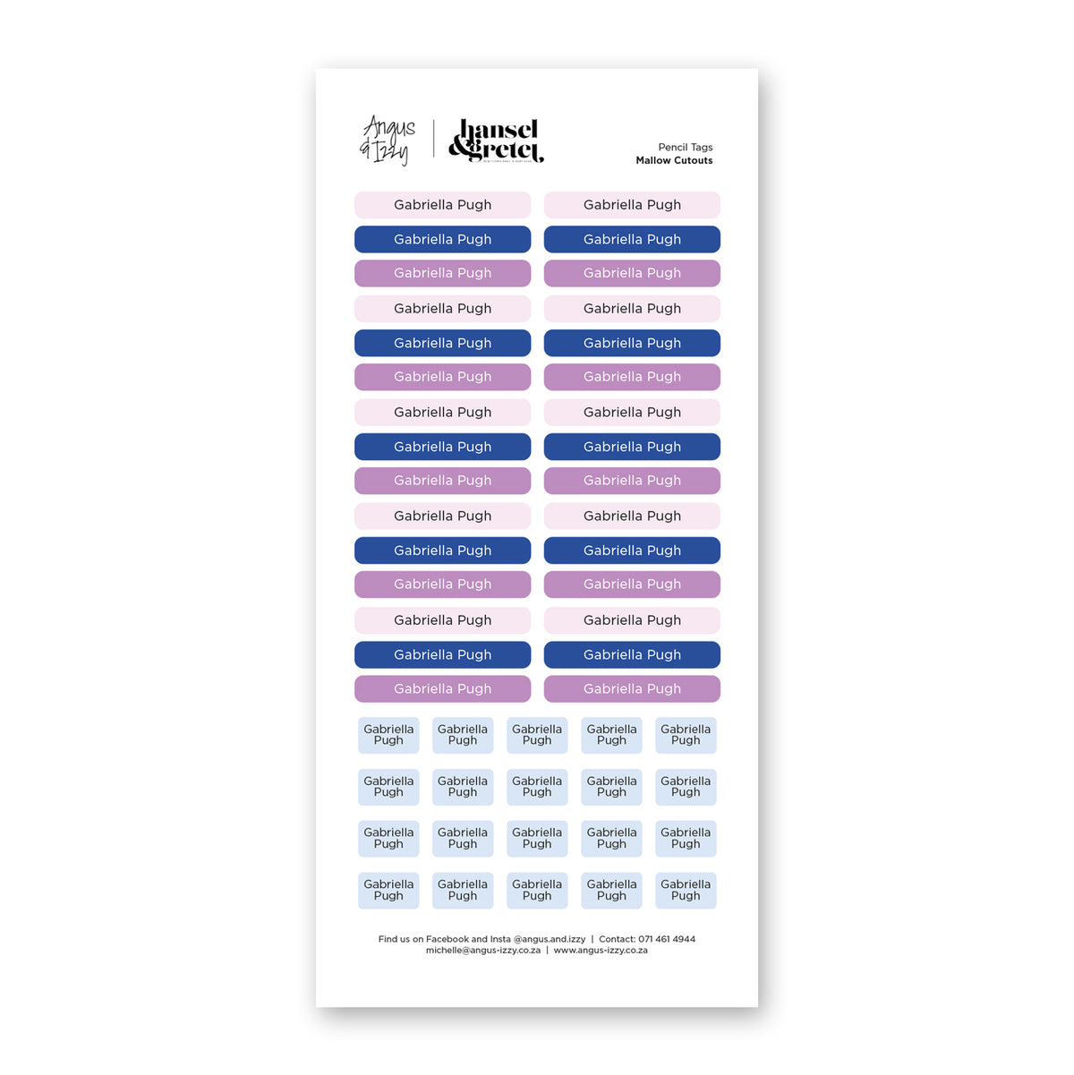 H&G Multi Purpose Labels - Mallow Cut Outs — Angus & Izzy