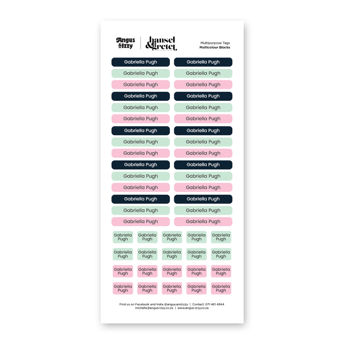 H&G Multi Purpose Labels - Multicolour Block