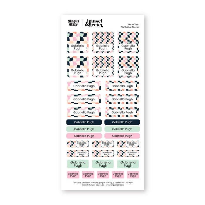 H&G Name Tags Variety Sticker Pack - Multicolour Blocks