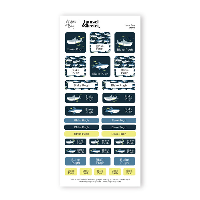 H&G Name Tags Variety Sticker Pack - Sharks