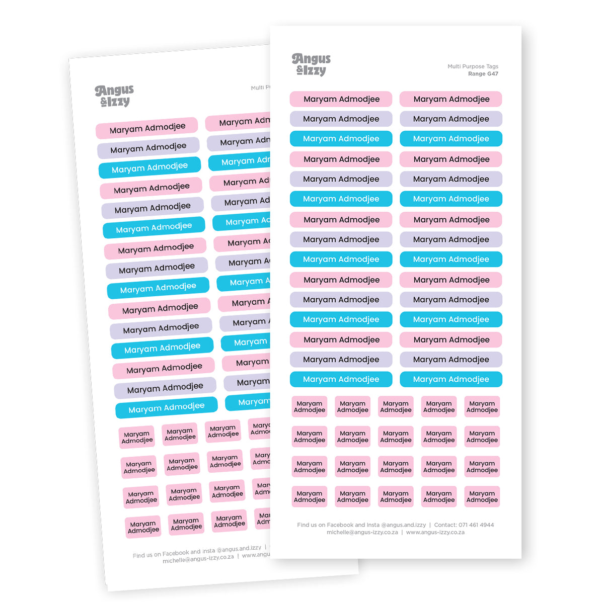 Multi Purpose Labels - G47 — Angus & Izzy