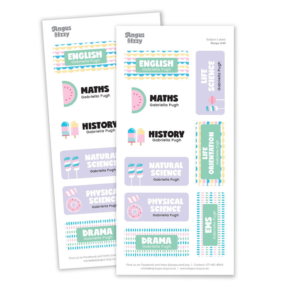 Css Subject Label Subject Labels - G47 — Angus & Izzy