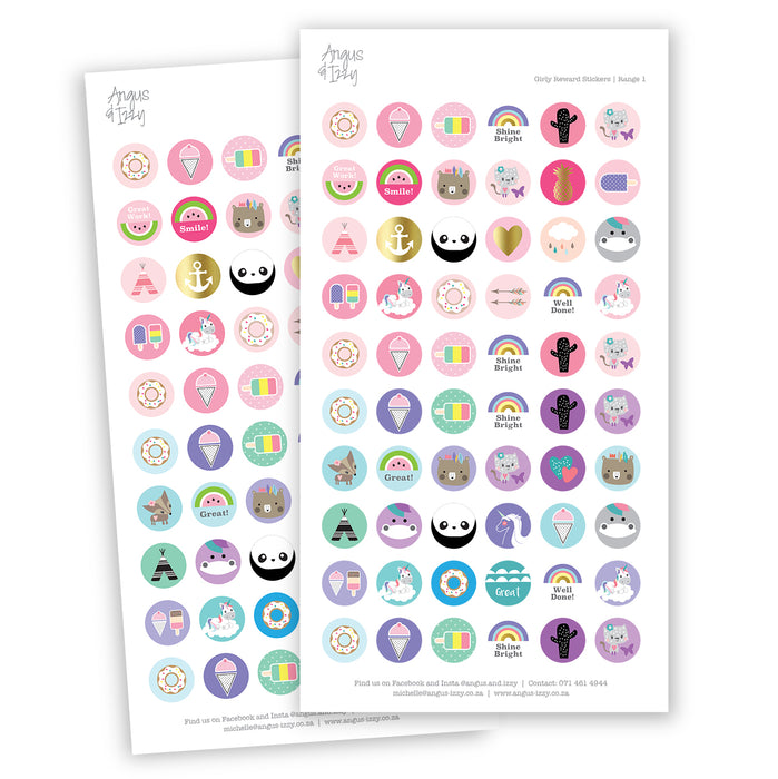 Girly Reward Chart Stickers - Range 01