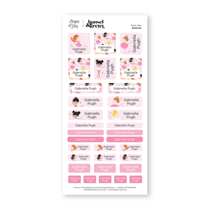 H&G Name Tags Variety Sticker Pack - Ballerinas