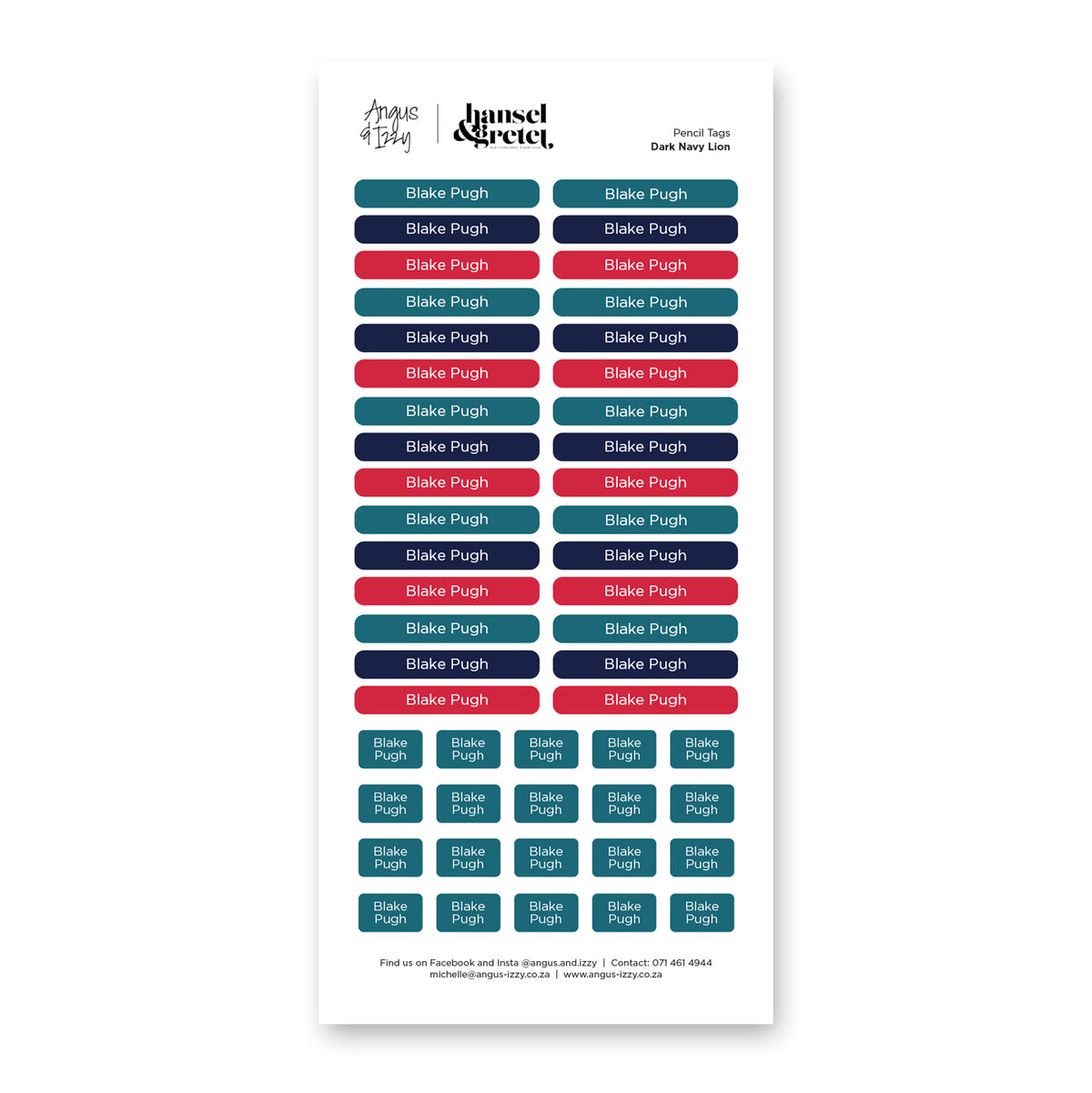 H&G Multi Purpose Labels - Dark Navy Lion — Angus & Izzy