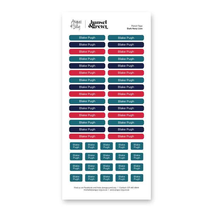 H&G Multi Purpose Labels - Dark Navy Lion