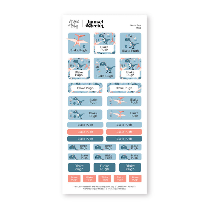 H&G Name Tags Variety Sticker Pack - Dino