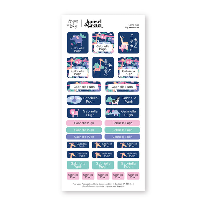 H&G Name Tags Variety Sticker Pack - Girly Waterhole