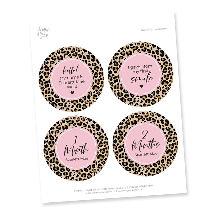 Baby Milestone Sticker Pack - Leopard Print