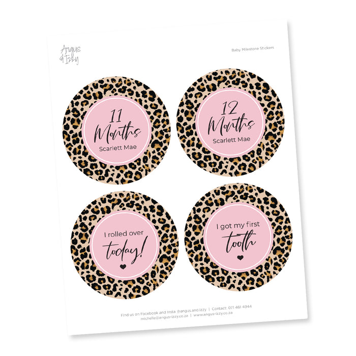 Baby Milestone Sticker Pack - Leopard Print