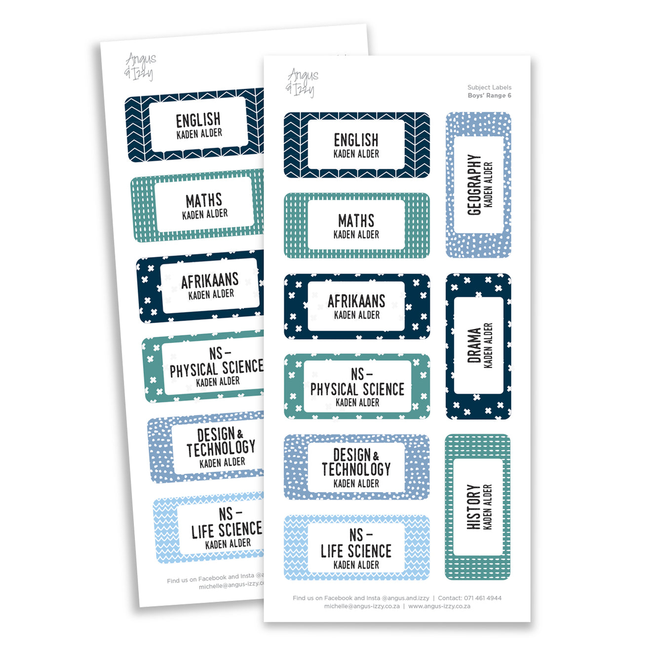 Subject Labels - B06 — Angus & Izzy