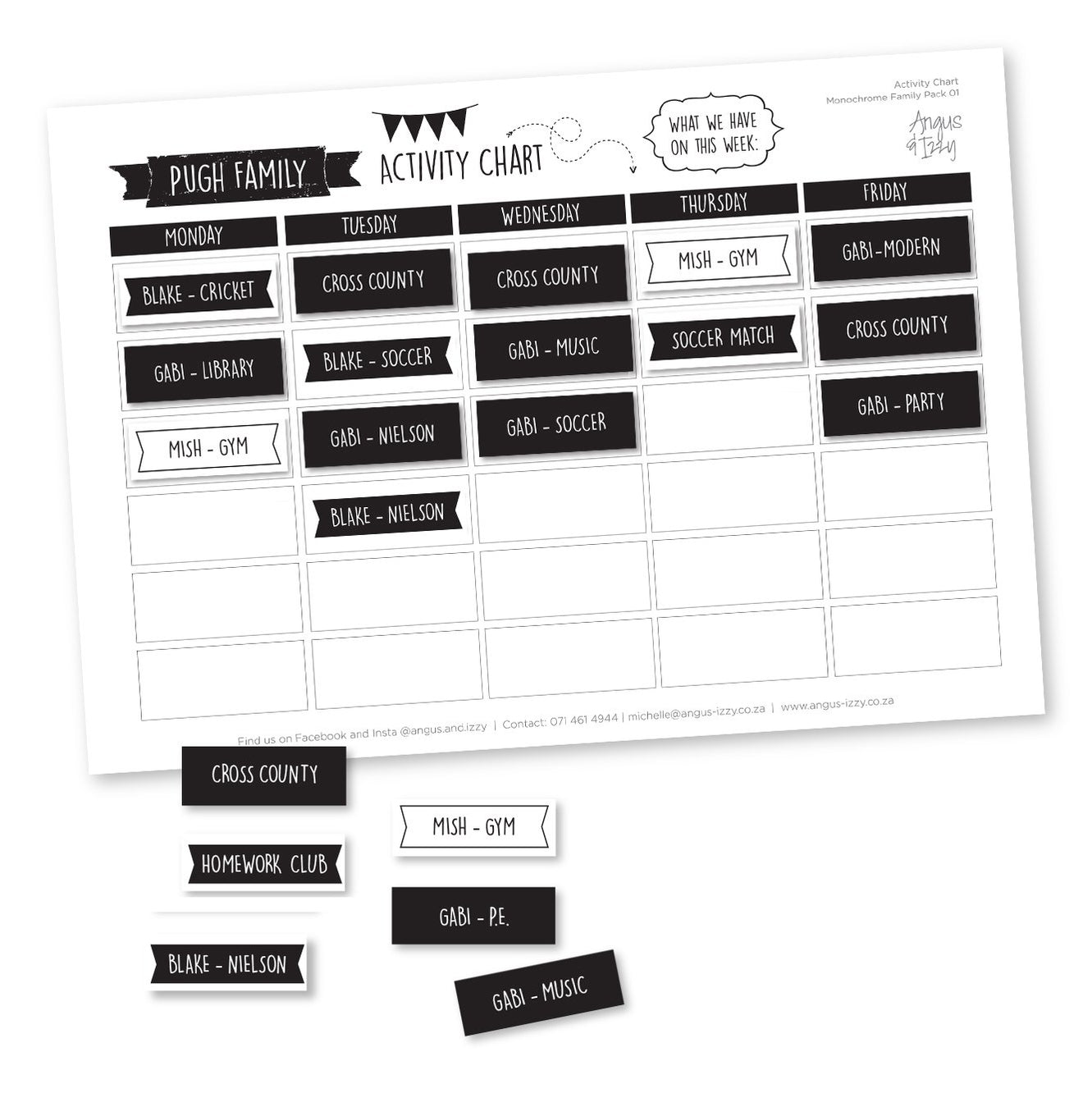 Family Activity Roster Family Activity Charts — Angus & Izzy