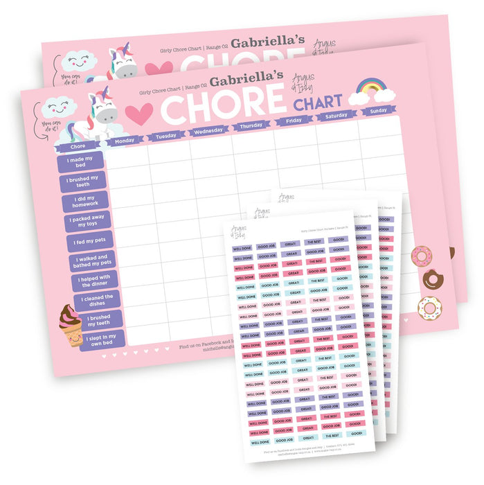 Girly Chore Chart - Range 02 Chore Chart Angus & Izzy 