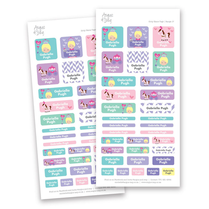 Girly Name Tags - Range 17 Name Tags Angus & Izzy 