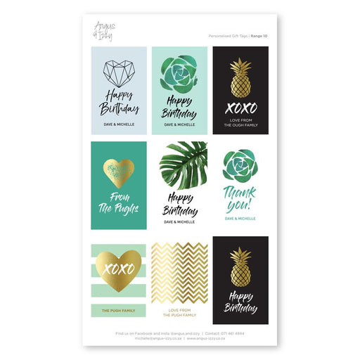 Pre-selected Gift Tag Stickers Bundle 10 Gift Tag Bundles Angus & Izzy 