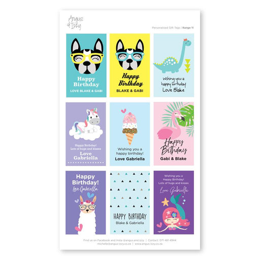 Pre-selected Gift Tag Stickers Bundle 11 Gift Tag Bundles Angus & Izzy 