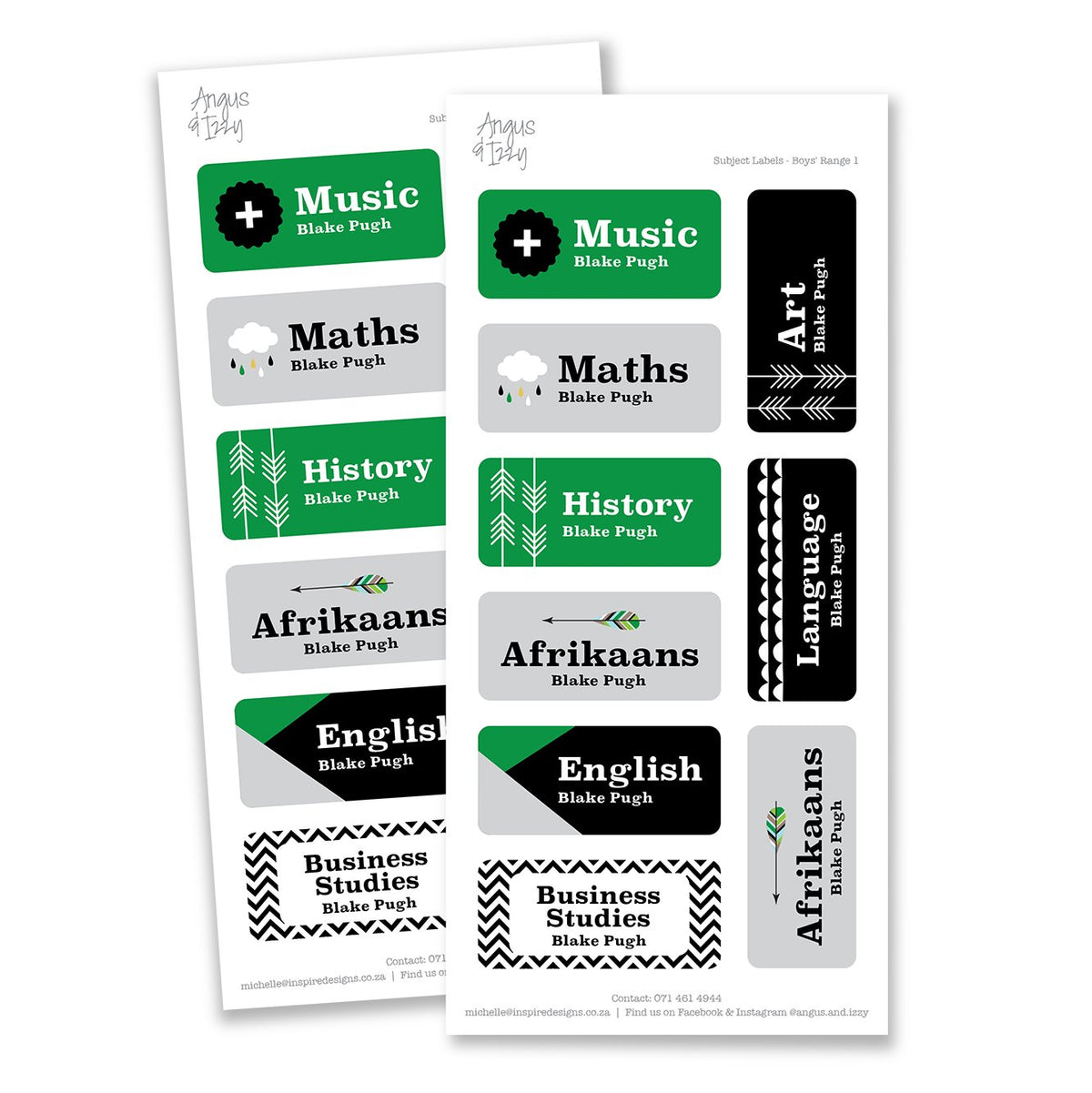 Subject Labels - B01 — Angus & Izzy