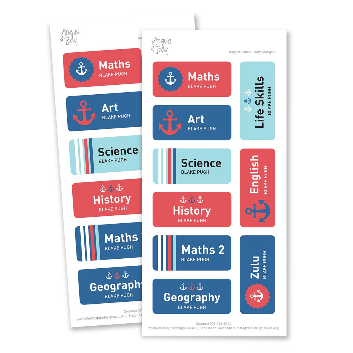 Subject Labels - B09 β Angus & Izzy