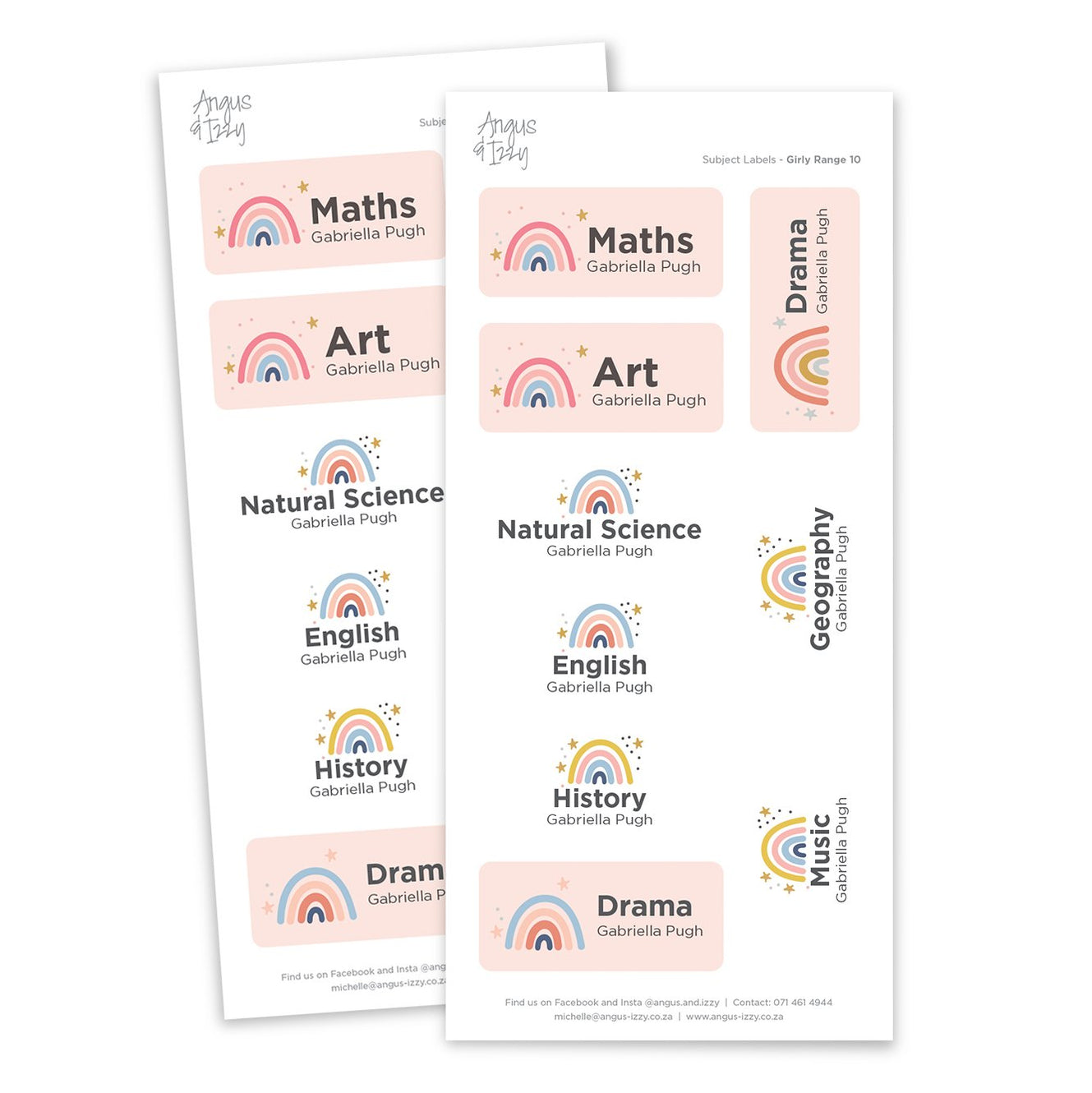 10 Subject Label Subject Labels - G10 — Angus & Izzy